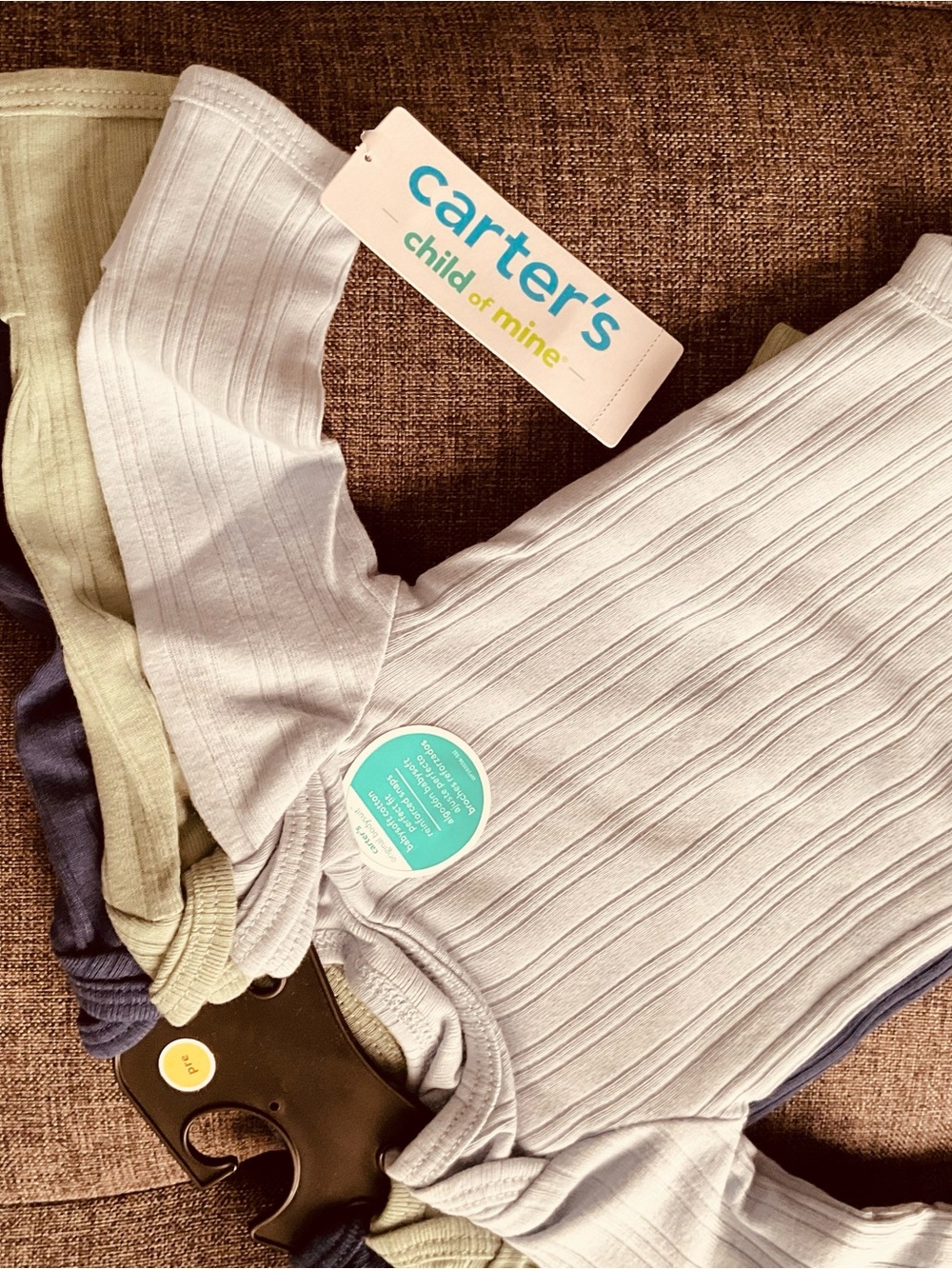 Carter's 🆕 Child of Mine Ribbed Infant Onesies in Light Blue, Navy & Sage Green